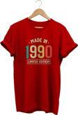 Remonz 1990 Baskılı Kırmızı, %100 Pamuk Basic (Normal Beden) T-Shirt
