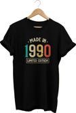 Remonz 1990 Baskılı Siyah, %100 Pamuk Basic (Normal Beden) T-Shirt