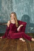 Dreamy Dantel Detaylı Kadife 3 Parça Sabahlıklı Pijama Takımı