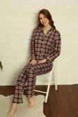 Dreamy Ekoseli Pamuklu Biyeli  Uzun Kollu Gömlek Pijama Takımı