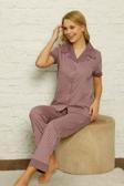 Dreamy Pamuklu Uzun Kollu Puantiyeli Düğmeli Yaka Pijama Takımı