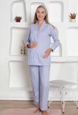 Mother's Dream Pamuklu Biyeli Düğmeli Hamile Lohusa Pijama Takımı