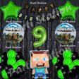 Parti Station Minecraft Balon Set 9 Yaş Minecraft Oyun Siyah Konsept Doğum Günü Parti Balon Set