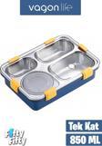 Vagonlife Büyük Ebat 850 ML (Paslanmaz Çelik Tek Kat Dört Bölmeli Çorba Kaseli Lunch Box Yeni Nesil Sefer Tası -FFLBOX50433