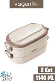 Vagonlife 1140 ML 2 Kat Paslanmaz Çelik Çorba Kaseli Bento Lunch Box Yeni Nesil Sefer Tası -FFLBOX10403