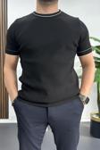 Erkek Bisiklet Yaka Triko Tişört Siyah Edw233