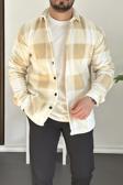 Erkek Slim Fit Polar Gömlek Krem Edw227
