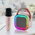 Qasul Rgb Işıkl Mikrofonlu Taşınabilir Bluetooth Hoparlör Kablosuz Karaoke Müzik Eğlence Karaoke Hoparlör