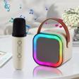 Qasul Rgb Işıkl Mikrofonlu Taşınabilir Bluetooth Hoparlör Kablosuz Karaoke Müzik Eğlence Karaoke Hoparlör
