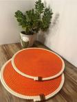 Bright3 Supla,Amerikan Servis , Runner, El Yapımı, Jüt, Mutfak,  2 Adet 37 Cm Doğal Turuncu Krem Çerçeve
