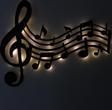 Veraart Işıklı Sol Anahtarı ve Notalar Müzik Temalı Tablo Duvar Dekorlu Gece Lambası 