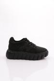 Kadın Bağcıklı Kalın Taban Sneaker Ayakkabı Siyah Siyah Taş 61233410