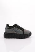 Kadın Bağcıklı Kalın Taban Sneaker Ayakkabı Siyah Siyah 61233410