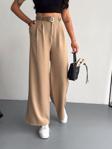 Winmoda Kemerli Kadın Kumaş Pantolon / Çift Köprü Kalın Kemer- Kumaş Pantolon Baggy Model