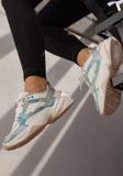 Nike M2K Tekno Leather Unisex Sneaker Hakiki Deri Spor Ayakkabı Beyaz Simli Mavi Yükseklik 4cm
