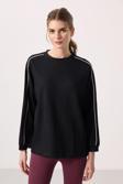 Siyah Yumuşak Dokulu O Yaka Oversize Kadın Tunik Sweatshirt - 97303