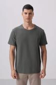 Haki Yüzeyi Dokulu Rahat Form Basic Erkek T-Shirt - 88436