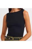 Drappe Kayık Yaka Kolsuz Basic Body