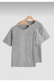 Jakarlı Unisex Gri 2’Li Hazır Paket Oversize T-Shirt