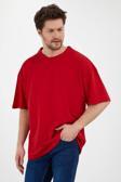 Moda Mimoza Kırmızı Oversize Unisex Düz T-Shirt