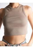 Drappe Crop Halter Yaka Basic Ribanalı Pamuklu Atlet