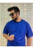 Oppoceite Unisex Mavi Bisiklet Yaka Oversize Tişört