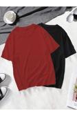 Mambo Unisex 2 Li Paket Siyah-Beyaz Basic Oversize Penye T-Shirt Tişört