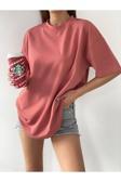 Jakarlı Sana Özel Kadın Oversize Somon T-Shirt