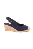 Gerçek Elişi Arkadan Bantlı Topuğu Açık Burnu Hasırlı Keten Espadril Dolgu Topuk Handmade