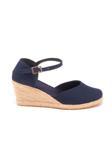 Gerçek Elişi Bilekten Bantlı Topuğu Açık Keten Espadril Dolgu Topuk Handmade