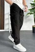 Erkek Baggy Kalıp Kargo Cepli Pantolon Siyah Edw131