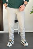 Erkek Beli Düğmeli Dar Paça Jogger Pantolon Gri Edw224