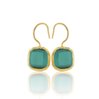 Kadir Jewellery 22 Ayar Altın Kaplama Kare Taşlı Küpe -El İşçiliği Ve Hipoalerjenik Küpe