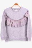 Breeze Kız Çocuk Sweatshirt Güpürlü 6-12 Yaş, Gri Melanj