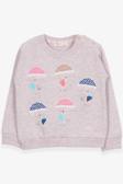 Breeze Kız Çocuk Sweatshirt Şemsiyeli Kız Baskılı 1.5-5 Yaş, Bej Melanj