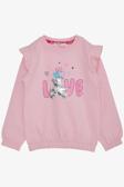 Breeze Kız Çocuk Sweatshirt Pullu Ayıcık Aksesuarlı Simli Yazı Baskılı 1.5-5 Yaş, Pembe