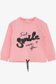 Breeze Kız Çocuk Sweatshirt İncili Taşlı Beli Bağcıklı 6-12 Yaş, Pudra