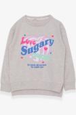 Breeze Kız Çocuk Sweatshirt Yazı Baskılı Yırtmaçlı 9-14 Yaş, Bej Melanj