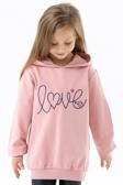 Breeze Kız Çocuk Sweatshirt Nakışlı Yazı Baskılı 2-6 Yaş, Pudra