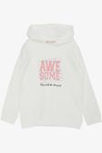 Breeze Kız Çocuk Sweatshirt Kapüşonlu Simli Yazı Baskılı 5-10 Yaş, Ekru