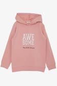Breeze Kız Çocuk Sweatshirt Kapüşonlu Simli Yazı Baskılı 5-10 Yaş, Gülkurusu