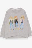 Breeze Kız Çocuk Sweatshirt Pullu Kız Baskılı 3-8 Yaş, Bej Melanj