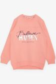 Breeze Kız Çocuk Sweatshirt Yaldızlı Yazı Baskılı 6-12 Yaş, Somon