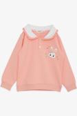 Breeze Kız Çocuk Sweatshirt Tavşan Nakışlı Düğmeli 2-6 Yaş, Somon