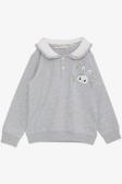 Breeze Kız Çocuk Sweatshirt Tavşan Nakışlı Düğmeli 2-6 Yaş, Açık Gri Melanj