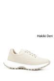 Kadın Bej Lastik Bağcıklı Hakiki Deri Sneaker
