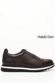 Erkek Kahve Antik Bağcıklı Hakiki Deri Comfort Sneaker