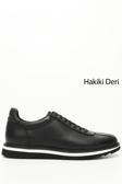 Erkek Siyah Bağcıklı Hakiki Deri Comfort Sneaker