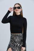 Vodens Siyah Boğazlı Basic Ultra Soft %100 Pamuk Uzun Kol Body