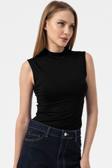 Vodens Siyah Kolsuz Body Bluz
